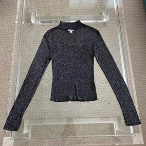 Xhiliration black and silver keyhole top